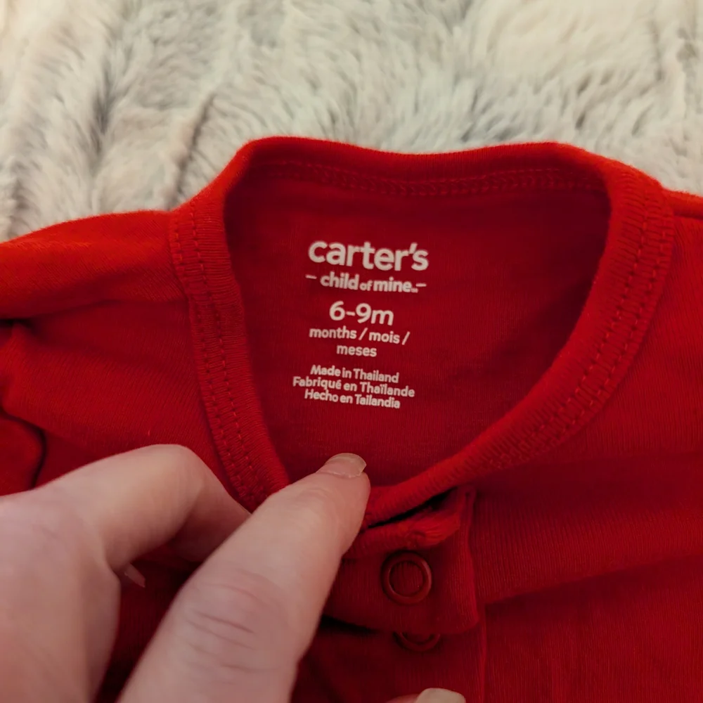 Carter's Gray Dress with Red Heart Pattern Onesie And Red Cardigan 6-9 Month Set - Picture 5 of 6
